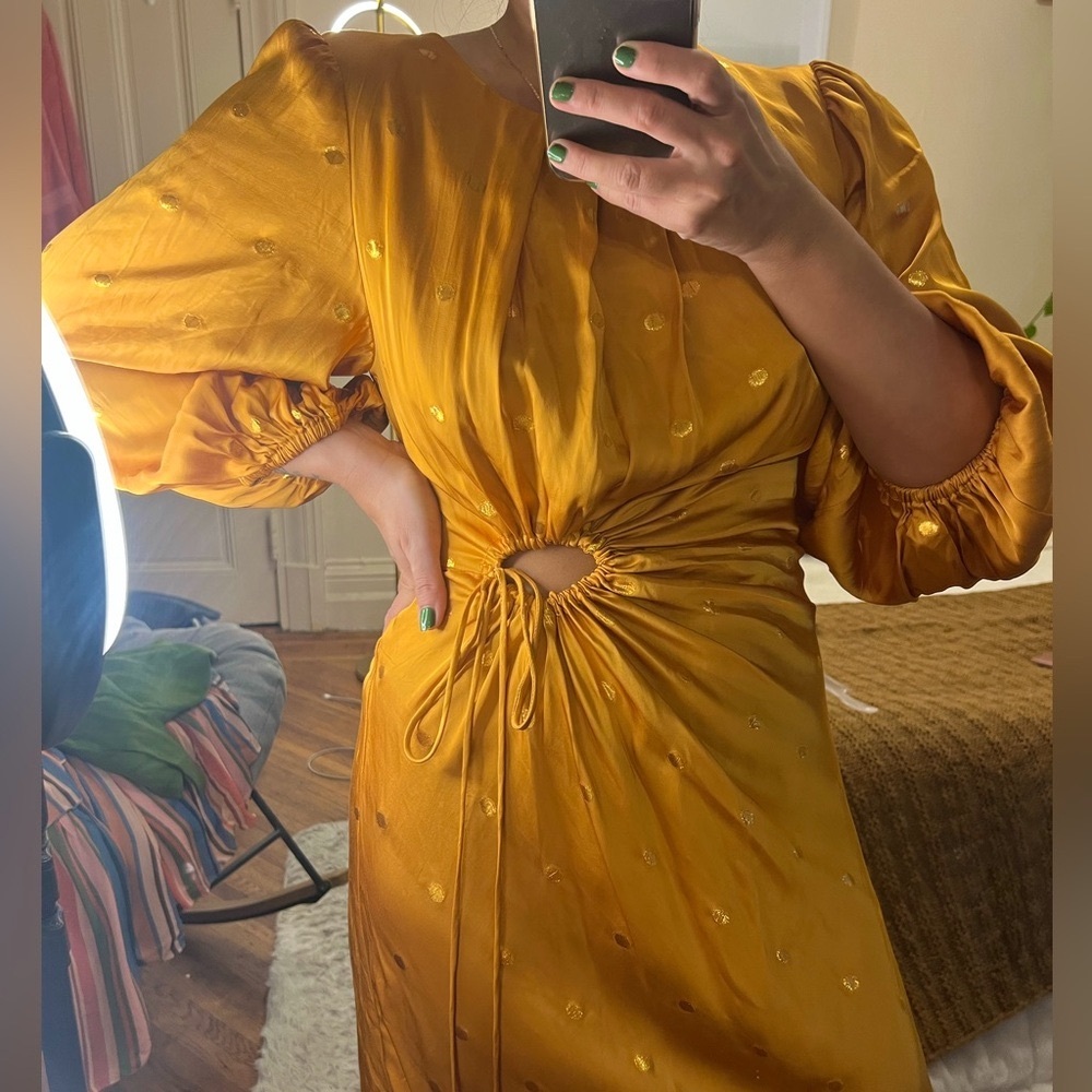 FARM Rio Mustard Long Sleeve Dress - Picture 5 of 13